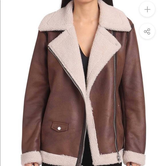 Avec Les Filles Jackets & Blazers - NWT Avec Les Filles Sherpa Biker
